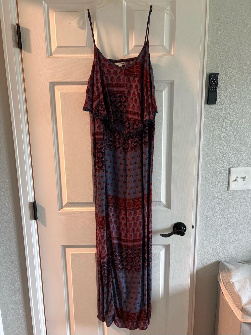 Sleeveless Floral Patchwork Maxi Dress in Burgundy and Slate